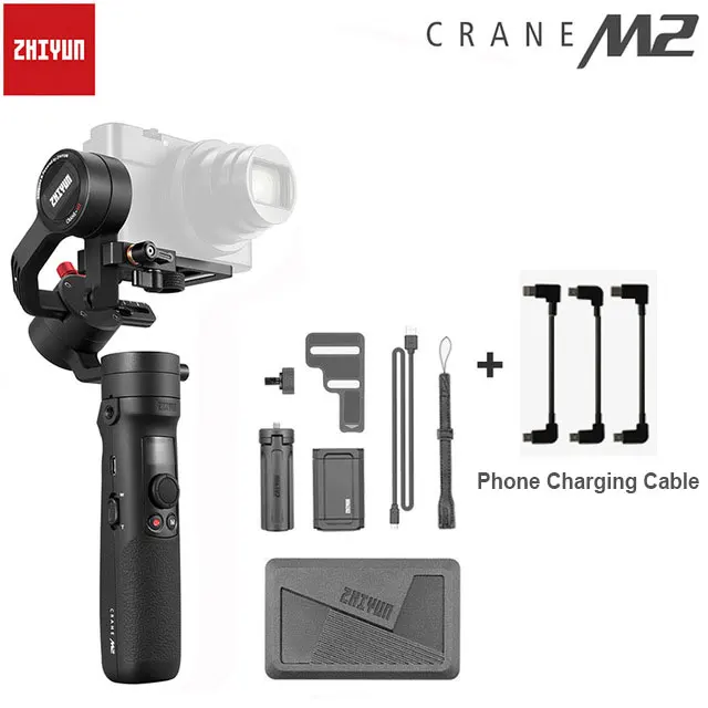 Zhiyun Crane M2 3-осевой портативный монопод с шарнирным замком Камера Стабилизатор Для беззеркальных Камера s Action pk 2 Gopro Hero 5 6 7 смартфон - Цвет: ad phone charge cabl