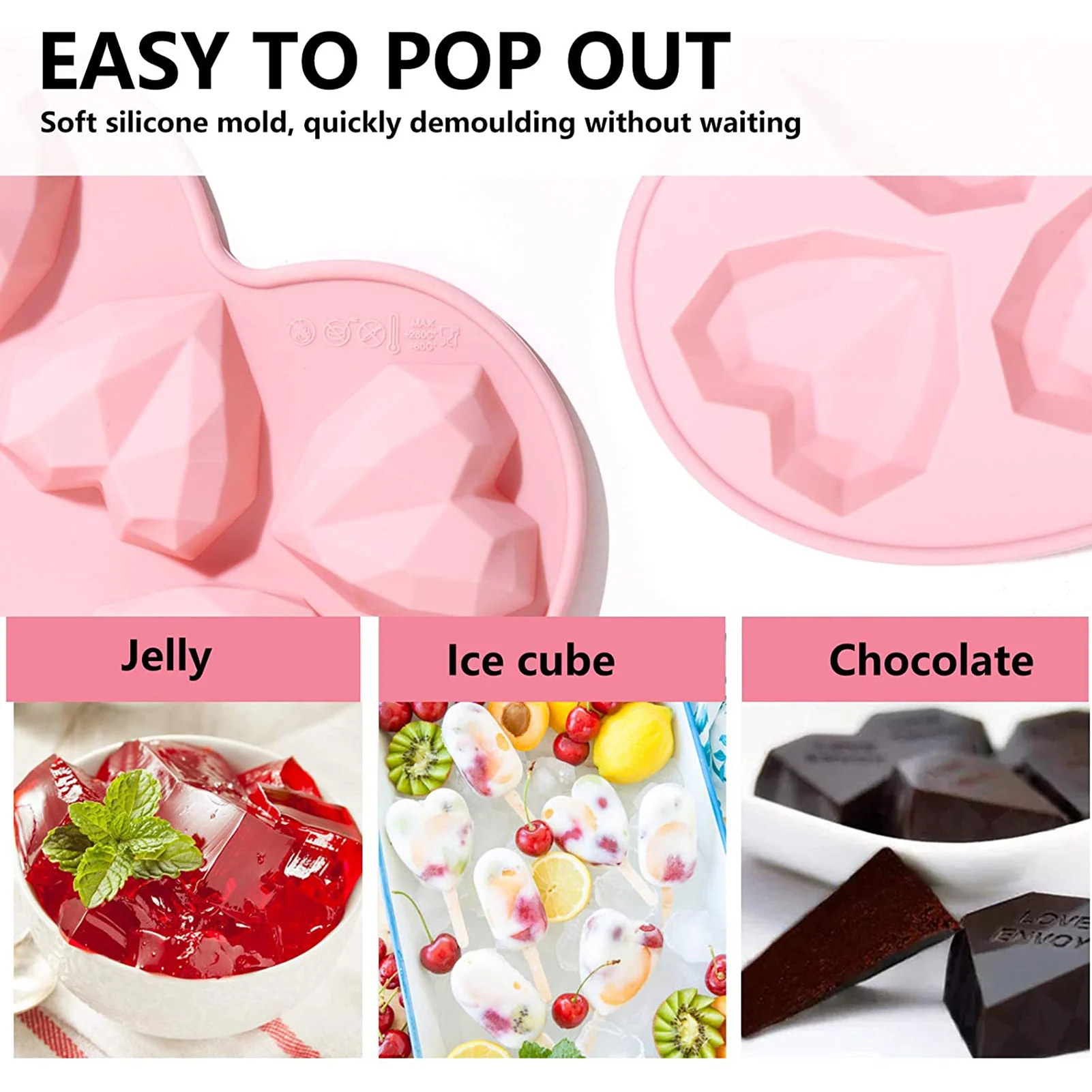 Силиконовые формы для торта любовь 6 ячеек Алмазное сердце помадки инструменты