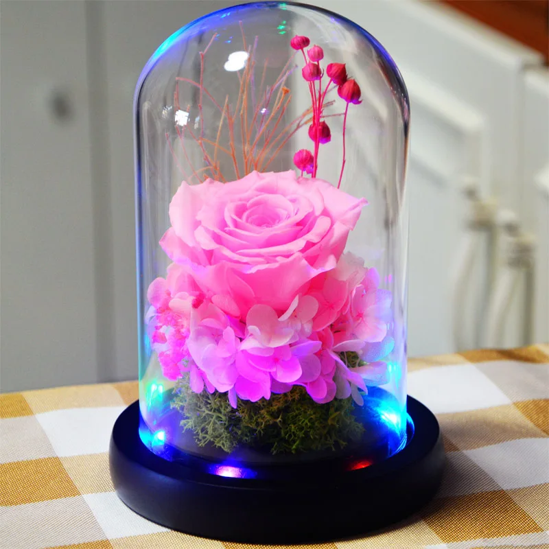 Светящаяся Роза вечный цветок в свадебном декоре цветы стеклянном покрытии на