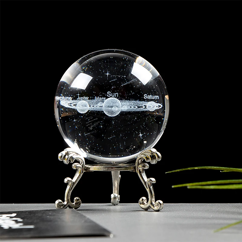 60 мм/80 мм 3D лазерная гравировка Галактический хрустальный шар Миниатюрная модель