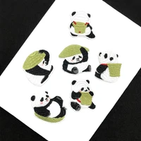 one set embroidery panda cartoon bag hat badges applique patches for clothing az 2239