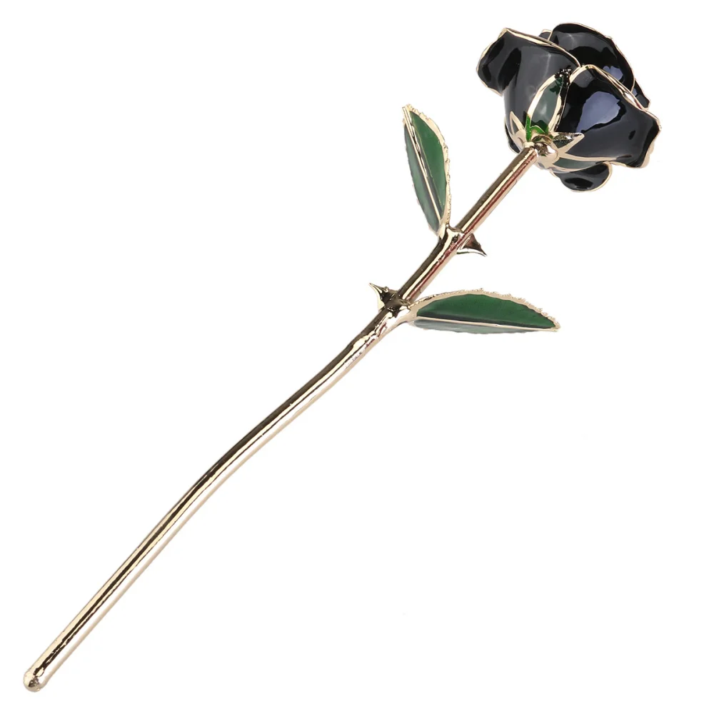 

Blooming Lacquered 24K Gold Roses Plated Real Rose Birthday Valentine's Day Anniversary Gift with Souvenir Bag (Black)