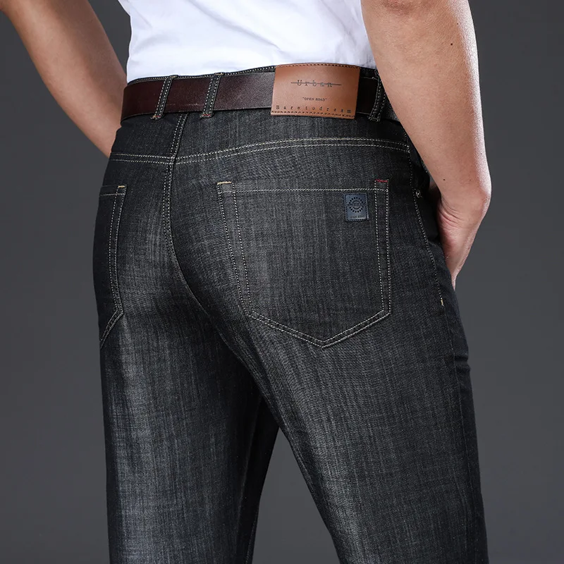 2021 Men Jeans Summer Thin Breathable Soft Mid Straight Regular Men's Jeans Trousers Vintage Mens Clothing