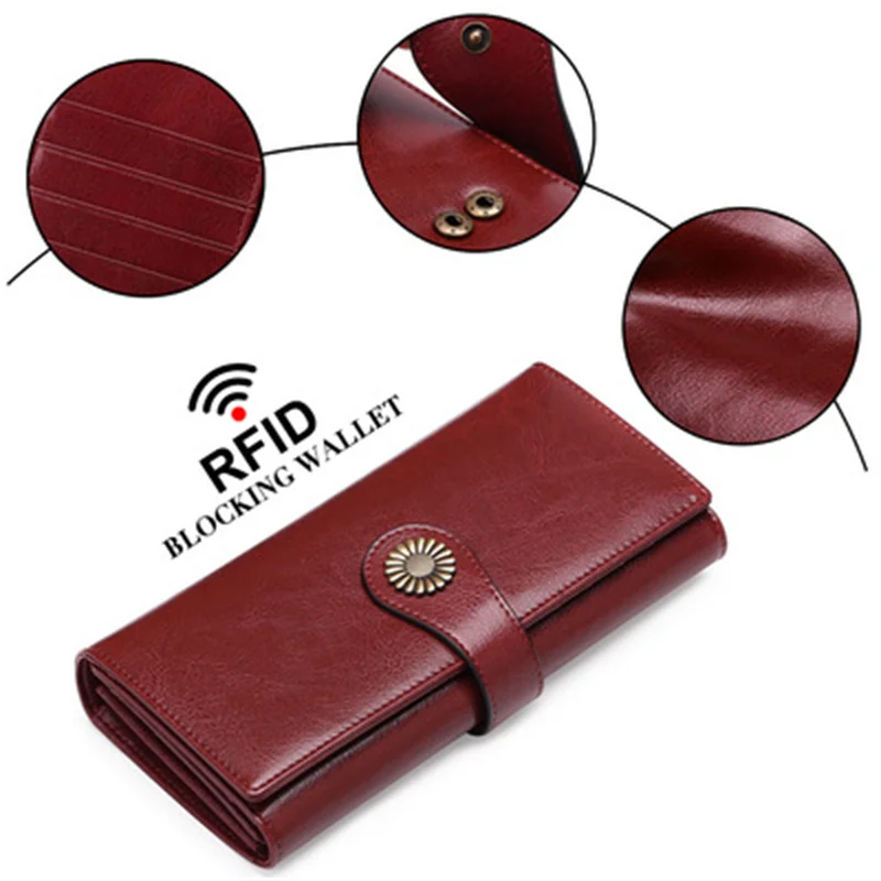 

Cow Leather Women Wallets Large Capacity Women's Clutch Wallet Bag Lady Card Holder Purse Mobile Wallet Coin Purse Cartera Mujer