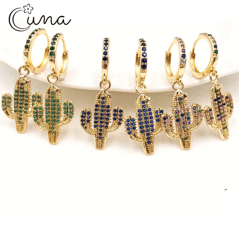 Новые креативные серьги с тропическим КАКТУСОМ золотые и серебряные