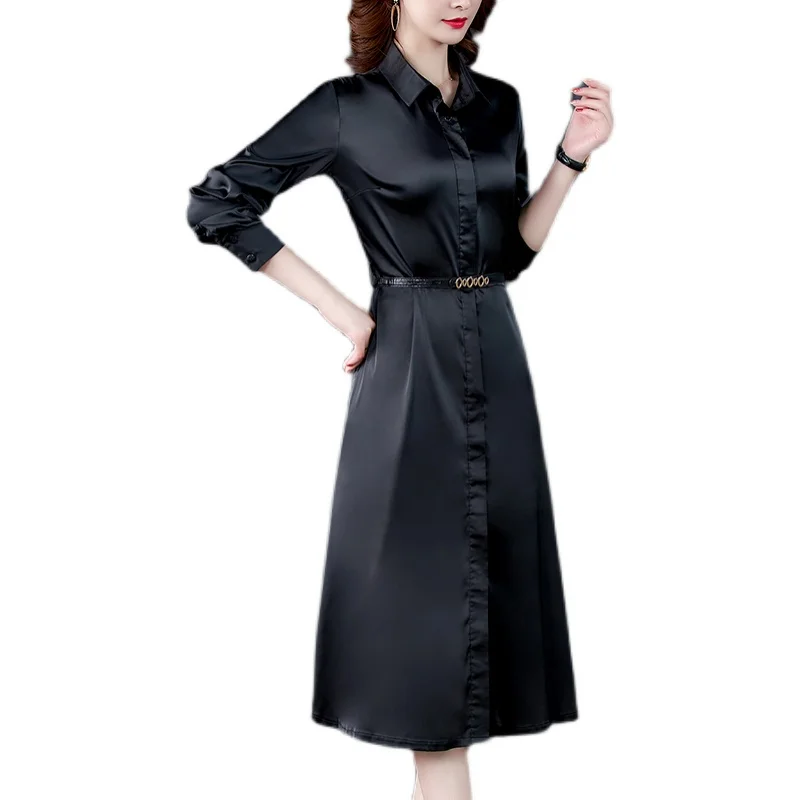 

COIGARSAM 4XL Plus Size Women dress New Spring Open Stitch Dresses Black 1373