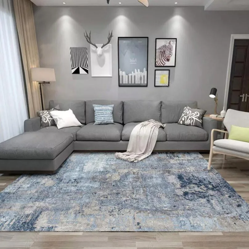 

Fashionable Nordic modern white blue gray Abstract ink living room bedroom kitchen bedside carpet mat