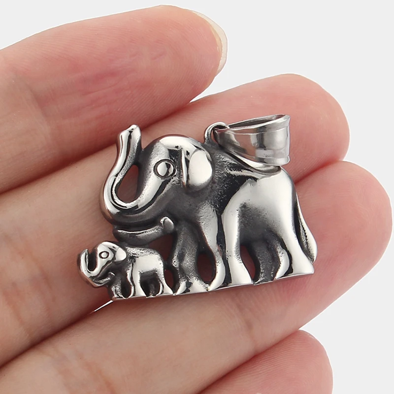 

1PCS Stainless steel Gun Color Elephant Charm Pendant For DIY Jewelry Making 31*23mm Fashion Charms Necklace Finding Accessories