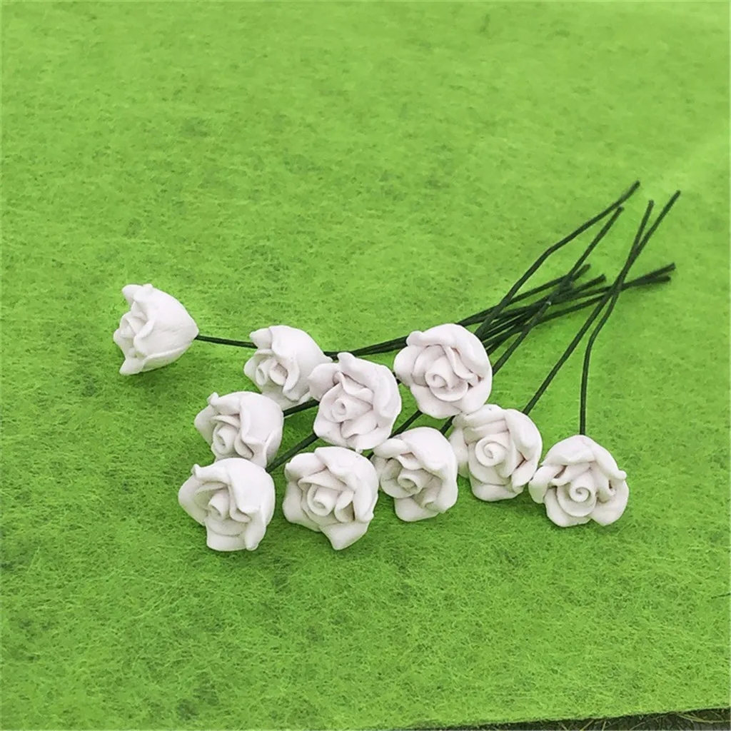 Имитация Розовая модель 10 шт. кукольный домик мини цветок миниатюрная гостиная