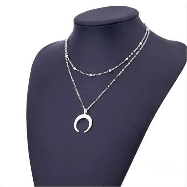 Богемские ожерелья двухслойная Женская цепочка на ключицы луна кулон чокер