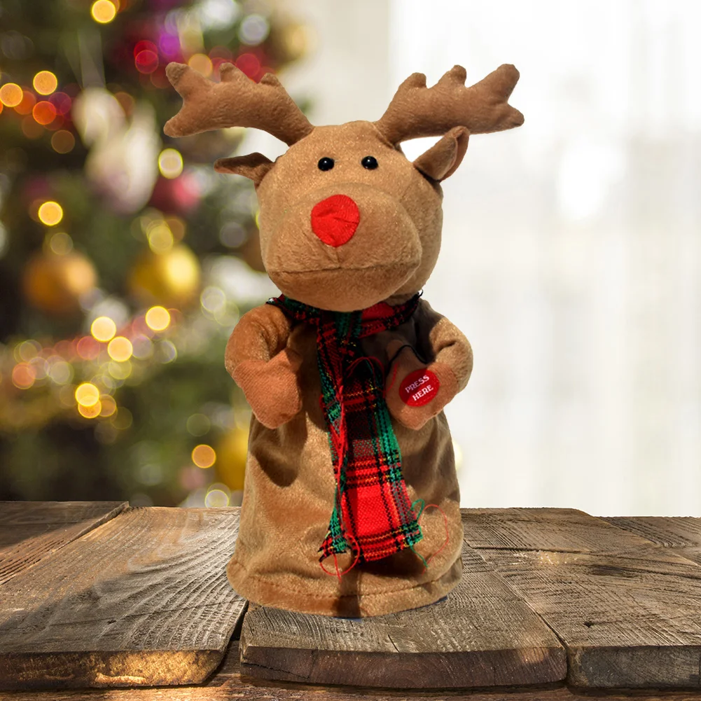 

Cute Electric Elk Plush Doll Dancing Reindeer Christmas Toy Funny Dancing Singing Christmas Electronic Toys Gift