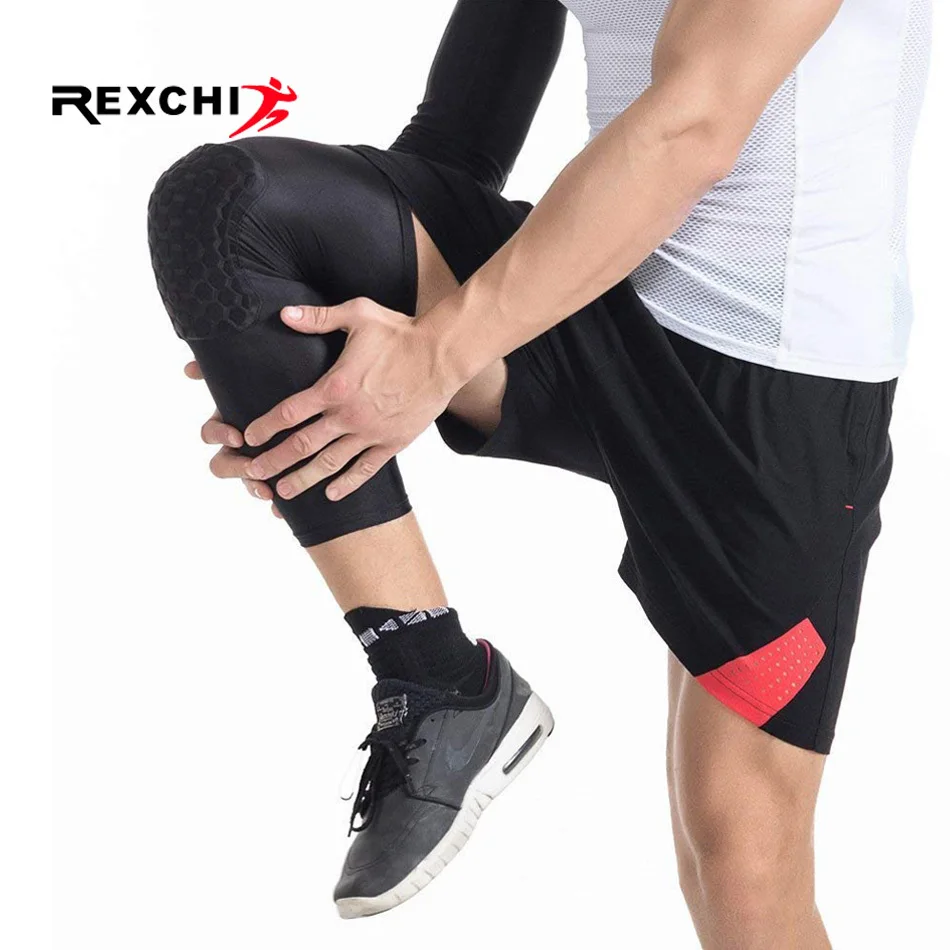 REXCHI 1 шт. баскетбольные наколенники рукава соты скобки эластичные наколенники Защитное Снаряжение Наколенник пена Поддержка Волейбол поддержка