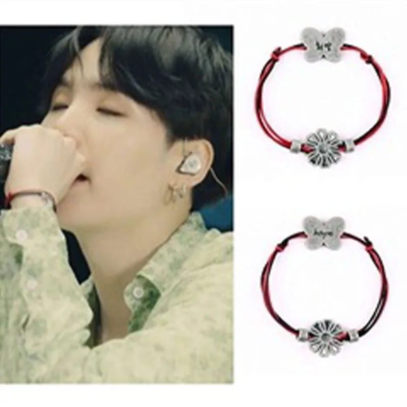 

1 Pcs Kpop Bangtan Boys SUGA Same Butterfly Bracelet Hope Min Yonqi Cosmos Charity Lettering Hand Strap Couple Holiday Gifts