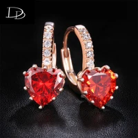 women earrings love heart stud earring cz red crystal aaa hoop earrings for women vintage jewelry brincos femme dde014
