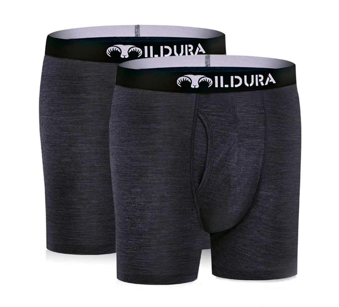 2 Pack D (Black) Мужское нижнее белье из мериносовой шерсти, мериносовая шерсть, 2 пары в упаковке, мужские трусы-боксеры, нижнее белье из мериносовой шерсти, впитывающее дышащее, мягкое, размер S-XXL - Цвет: 2 Pack D (Black)