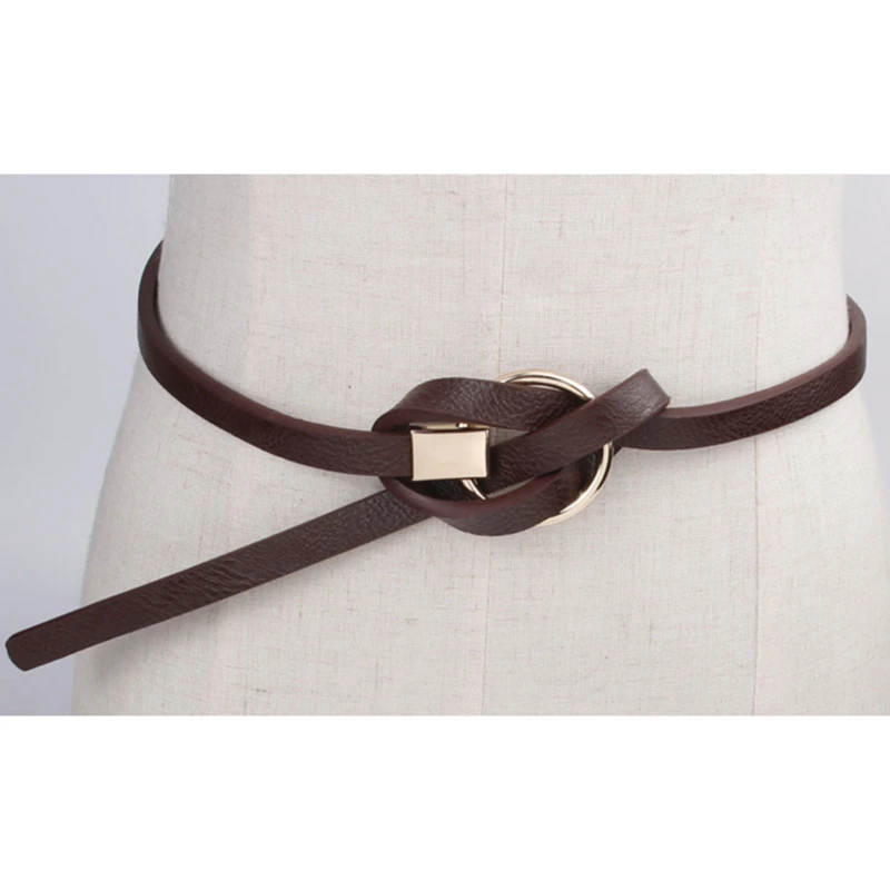 

100*1.5cm Women PU Waist Belt Nonporous Round Ring Buckle Female Jeans Wild Belts Fashion Students Simple New