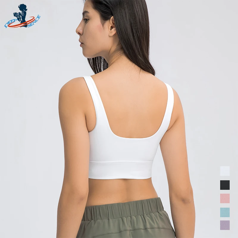 

DEEPSENCE Women's Yoga Bra Crop Top Sports Gym Athletic Underwear Clothing Summer Backless Vest Female Active Bra Without Bones