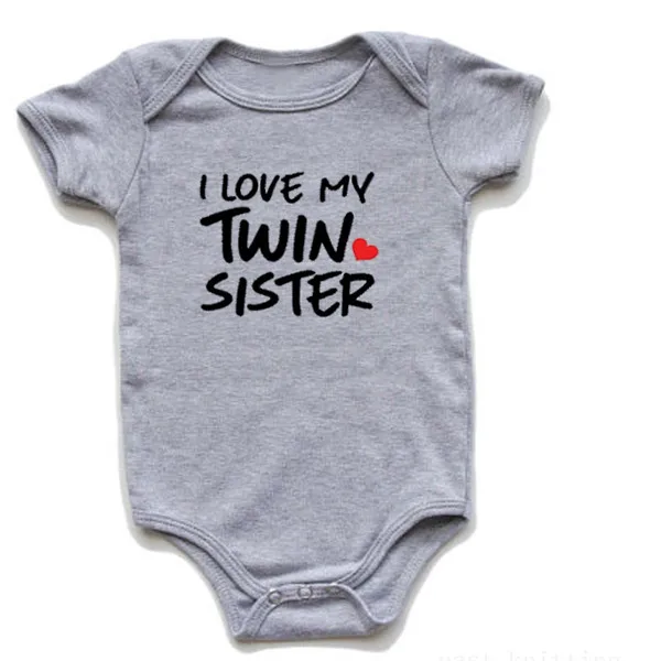 Боди для новорожденных с коротким рукавом и надписью I LOVE MY TWIN SISTER and BROTHER | Мать