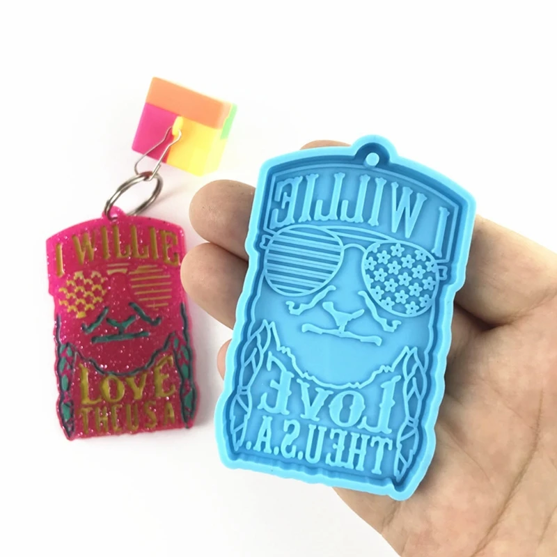 

Sunglasses Flag Keychain Epoxy Resin Mold Hanging Pendant Silicone Mould DIY Crafts Jewelry Necklace Casting Tool