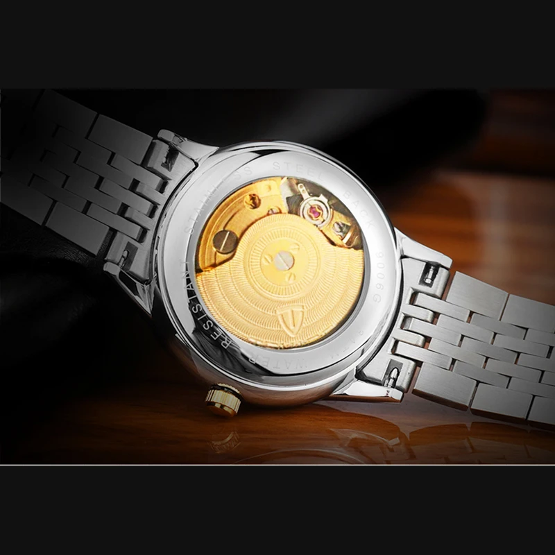 Роскошные автоматические механические часы Tevise Golden Phoenix Design для мужчин и женщин