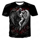 Футболка мужская с 3D-принтом скелета, модная винтажная тенниска с круглым вырезом, майка в стиле панк, с черепом, летняя одежда