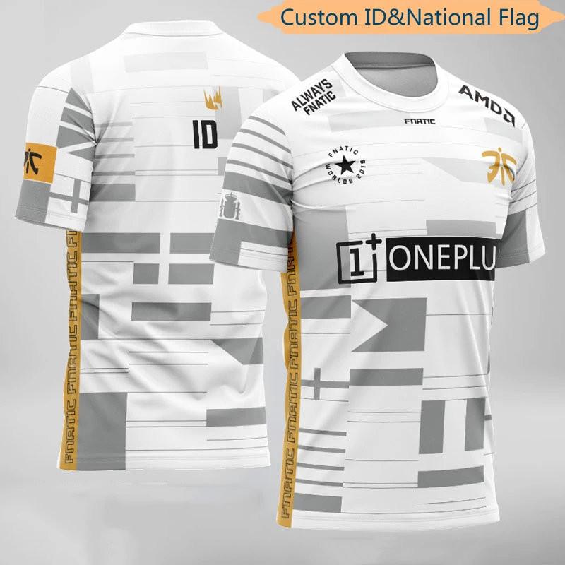 

LOL CSGO E-Sports Player Jerseys Uniform Team Fnatic Game Tshirt Customized ID Fans T Shirt Men Women Custom Name Tee Shirt