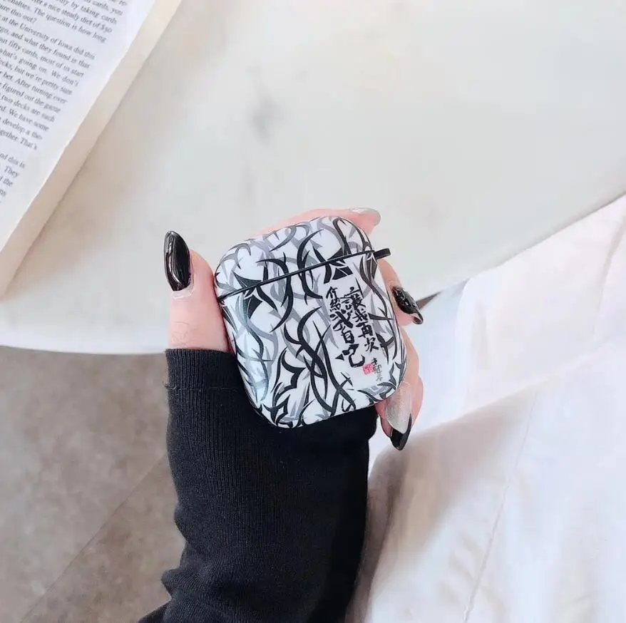 Роскошный китайский Jing thorn Модный мягкий чехол для Apple new Airpods 1/2 противоударный чехол беспроводной Bluetooth наушники чехол для гарнитуры - Цвет: Черный