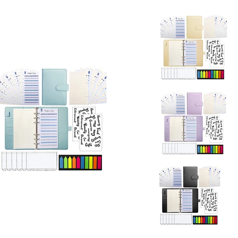 

A6 Binder,Money Organizer for Cash Expense Budget Sheet, Loose Leaf Paper,Page Markers,Labels Stickers for Budgeting