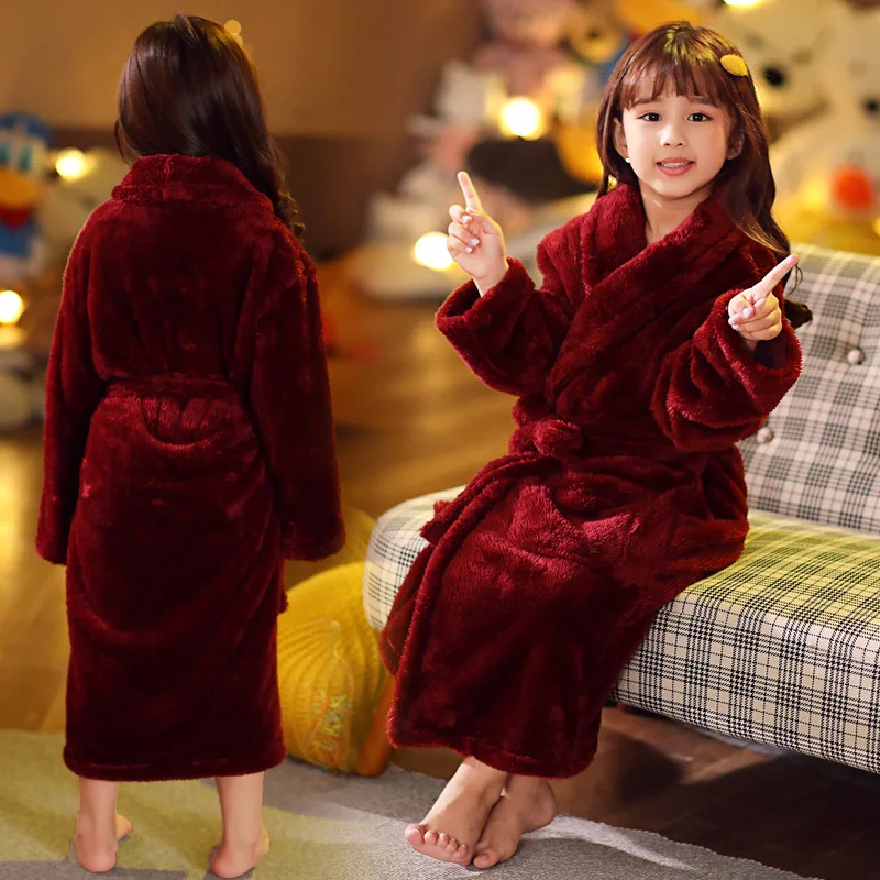 ULKNN Winter Children's Bathrobe Pajamas For Girls Kids Sleepwear Robe 2-14 Years Teenagers Pyjamas For Boys