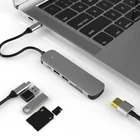 Новый USB-C к HDMI-совместимость с USB 3,0 док-станция 6 в 1 взаимный обмен данными между компьютером и периферийными устройствами C адаптер 4K видео PD зарядки конвертер для Macbook  Pro  Chromebook