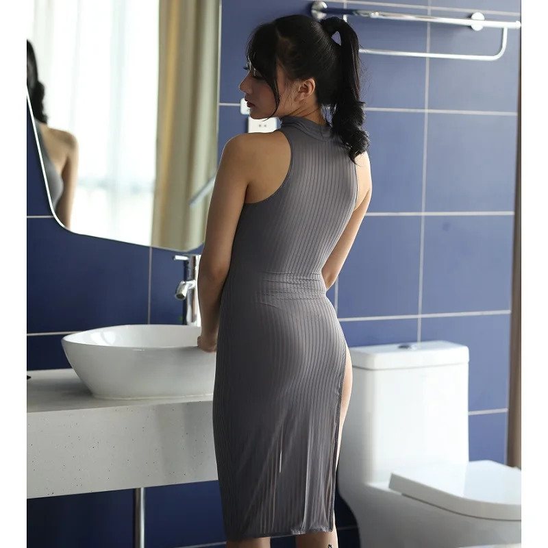 Сексуальное эротическое платье с высоким вырезом Прозрачное карандаш милое