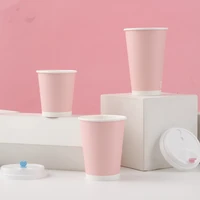50pcs net red disposble coffee cup 8zo14oz16oz pink paper cup wedding birthday party favors milk tea beverage packaging cups