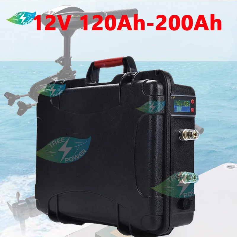 

TP waterproof rechargeable 12V 120Ah 150Ah 200Ah Lithium ion battery for trolling motor boat propeller+10A Charger