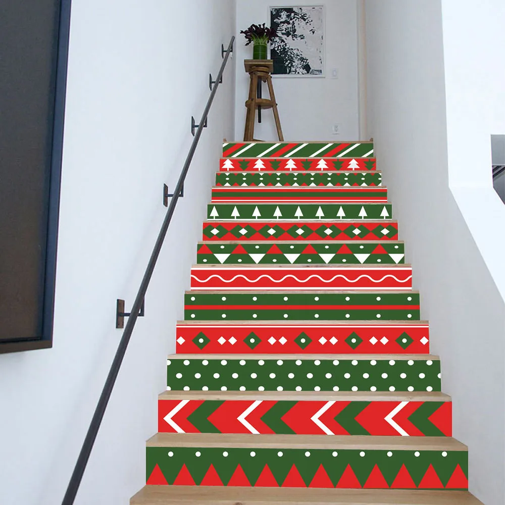 6 шт./13 шт. Рождественский Декор виниловые Стикеры для лестницы DIY X mas наклейки