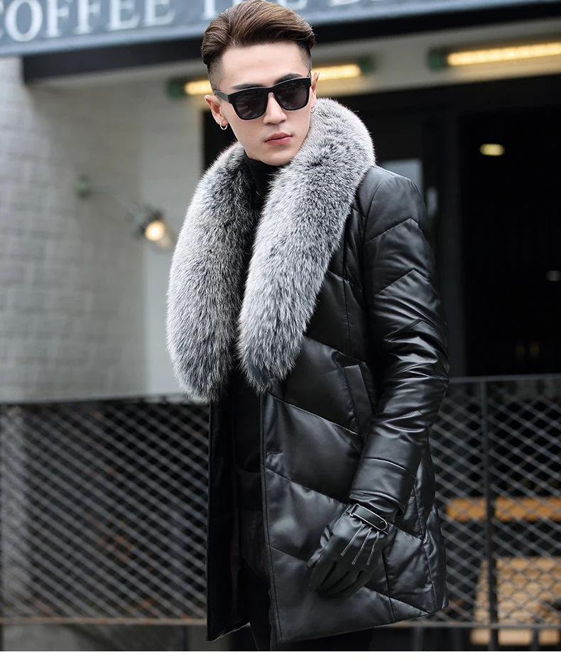 Мужская хлопковая куртка Длинная утепленная кожаная куртка|Куртки из