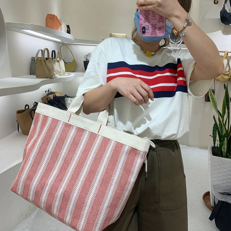 

lazy sail bag women's summer design simple stripe large capacity Tote Bag