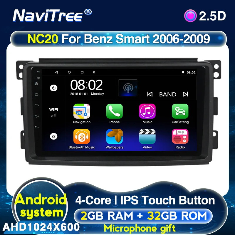 Автомобильный Радио мультимедийный плеер навигация GPS для Mercedes Benz Smart 2006 2007 2008 2009