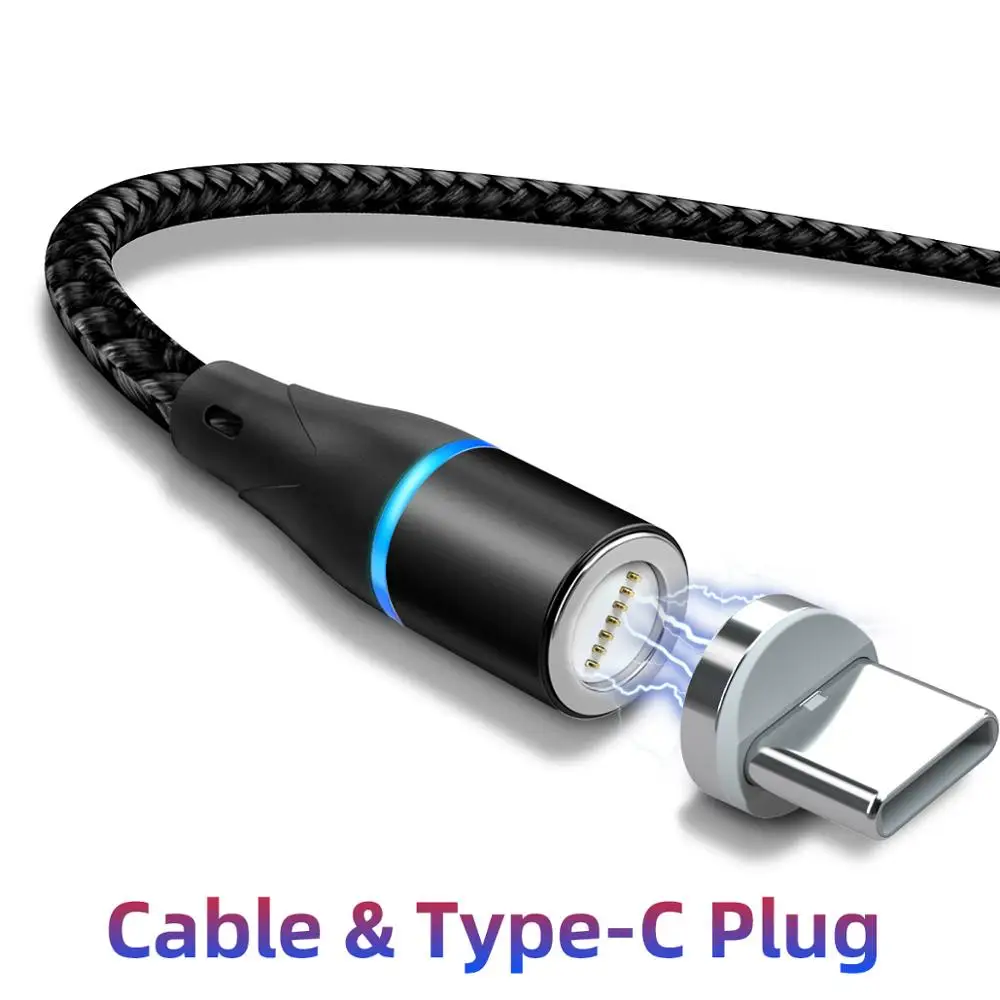 Black Type C cable ANMONE type C Магнитный кабель Android Micro USB кабели Мобильный планшет быстрое зарядное устройство магнитный шнур телефон зарядка данных USB кабели - Цвет: Black Type C cable