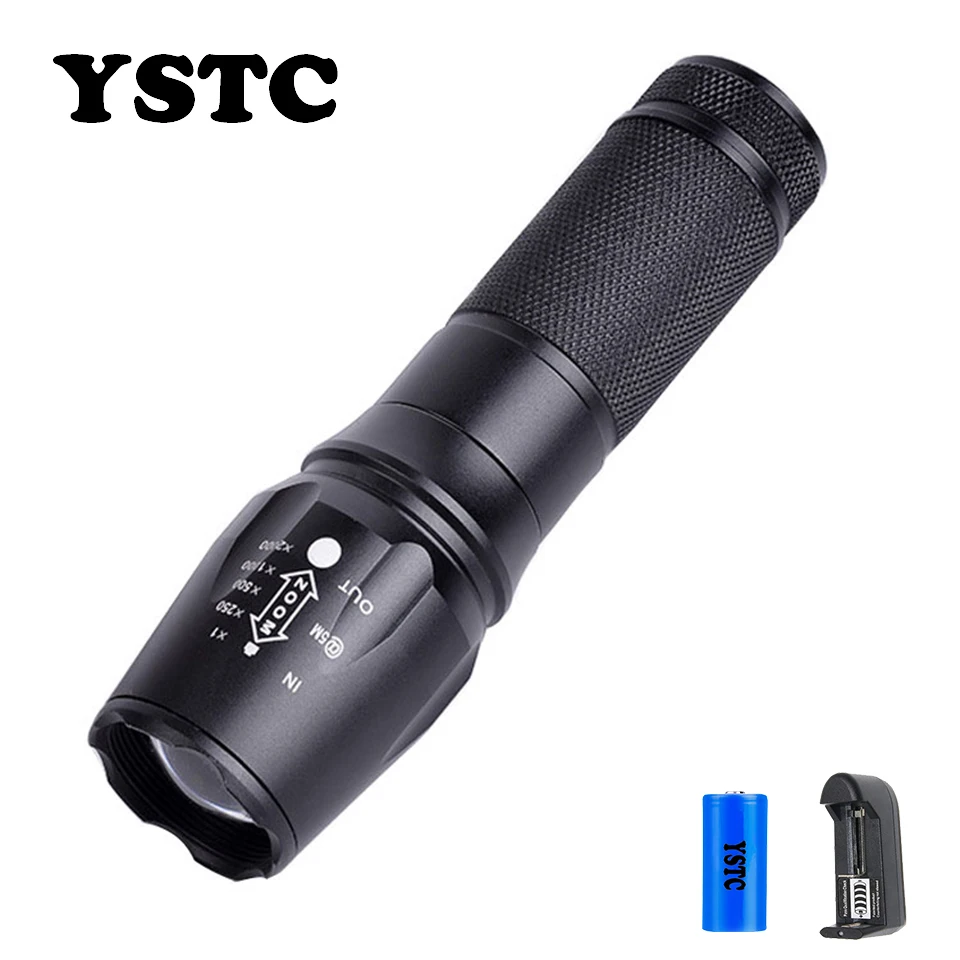 

Led Flashlight Hard Light Torch T6 Outdoors Hiking Camping Waterproof Zoomable Rechargeable 26650 Battery Tactical Flashlights