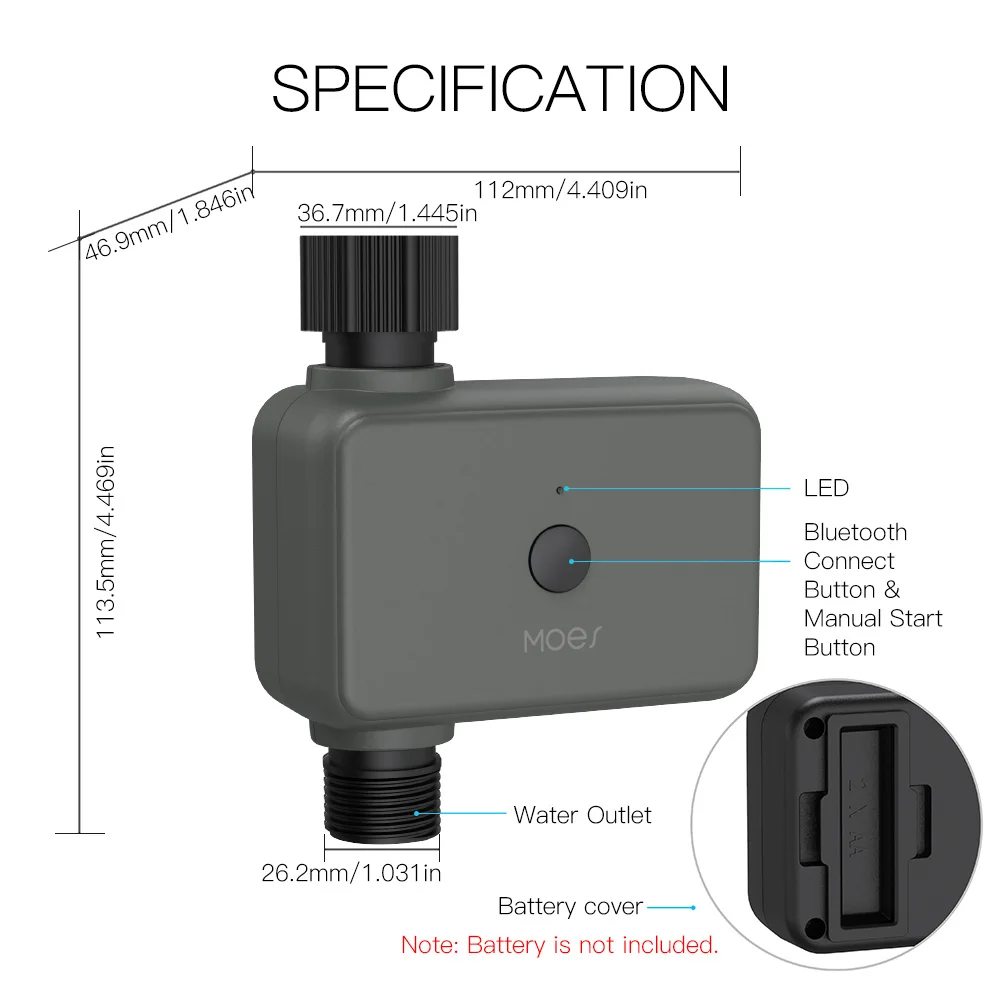 

Moes Smart Tuya Bluetooth Water Timer Rain Delay Programmable Irrigation Timer with Automatic and Manual Watering Hub Required