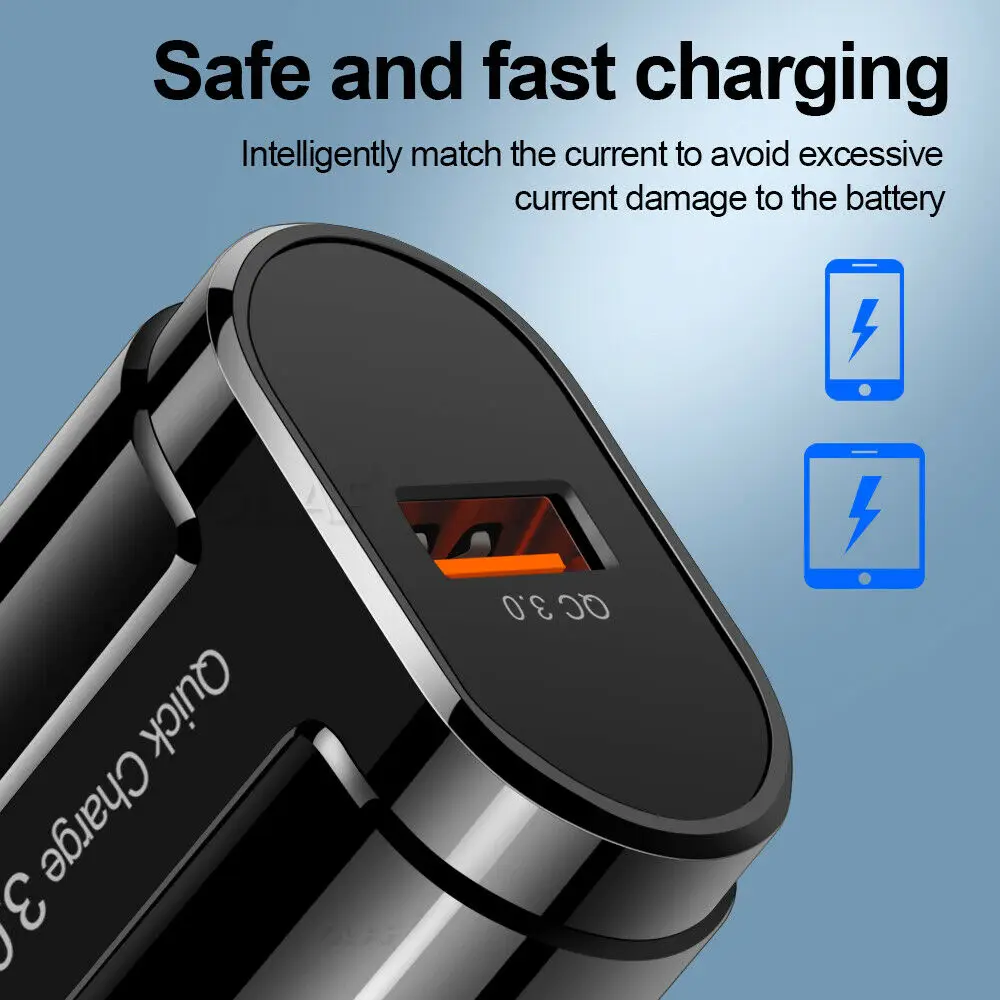 QC3.0 18 Вт Быстрая зарядка 5 в 3 А EU US вилка адаптер настенный мобильный телефон