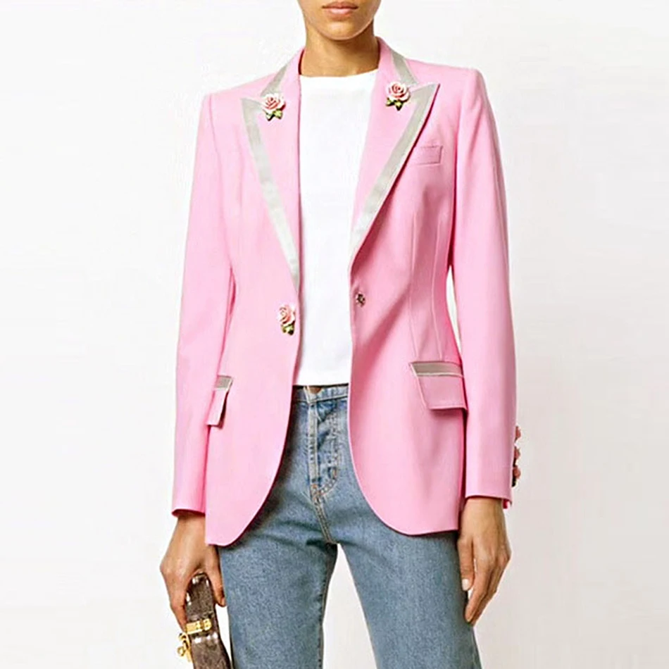 Женский пиджак на пуговицах с длинными рукавами и цветочным принтом | Женская