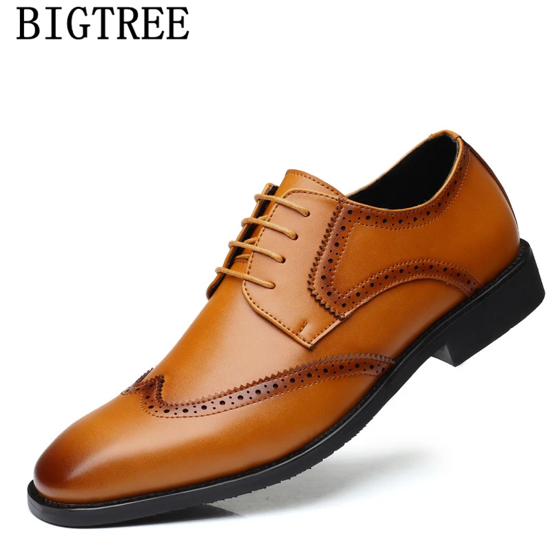 Leather Shoes Men Formal Brogues Coiffeur Office Italian Evening Dress Luxury Business Big Size 48 | Обувь
