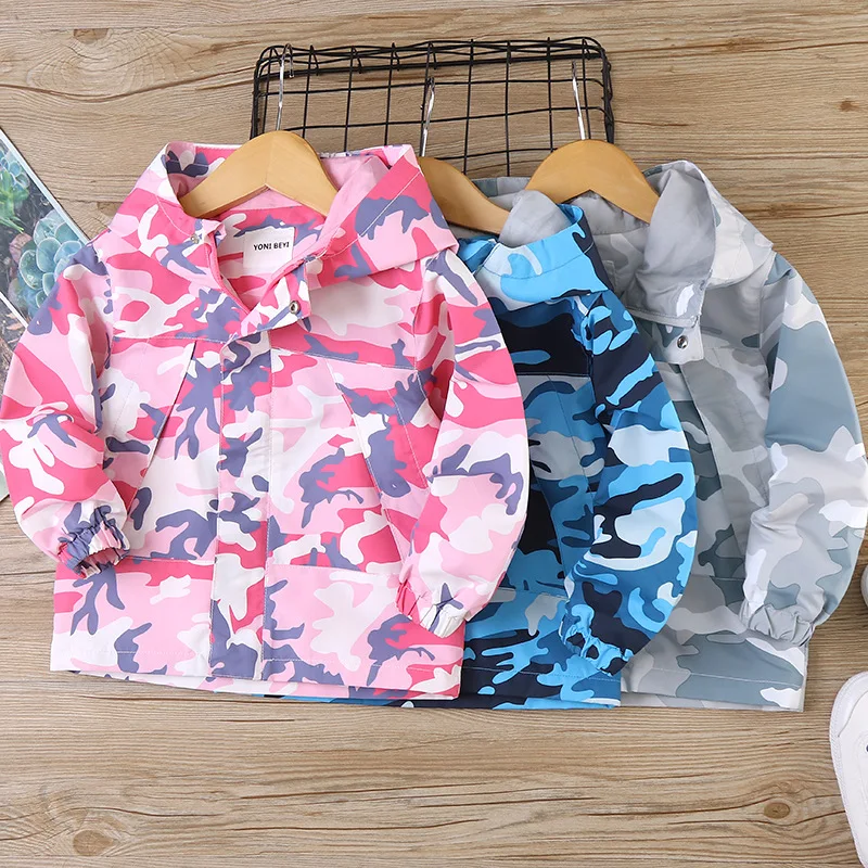 Повседневное демисезонное камуфляжное непромокаемое Детское пальто с хлопковой