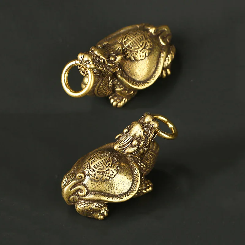Ретро латунная подвеска в виде черепахи дракона ручная работа брелок для