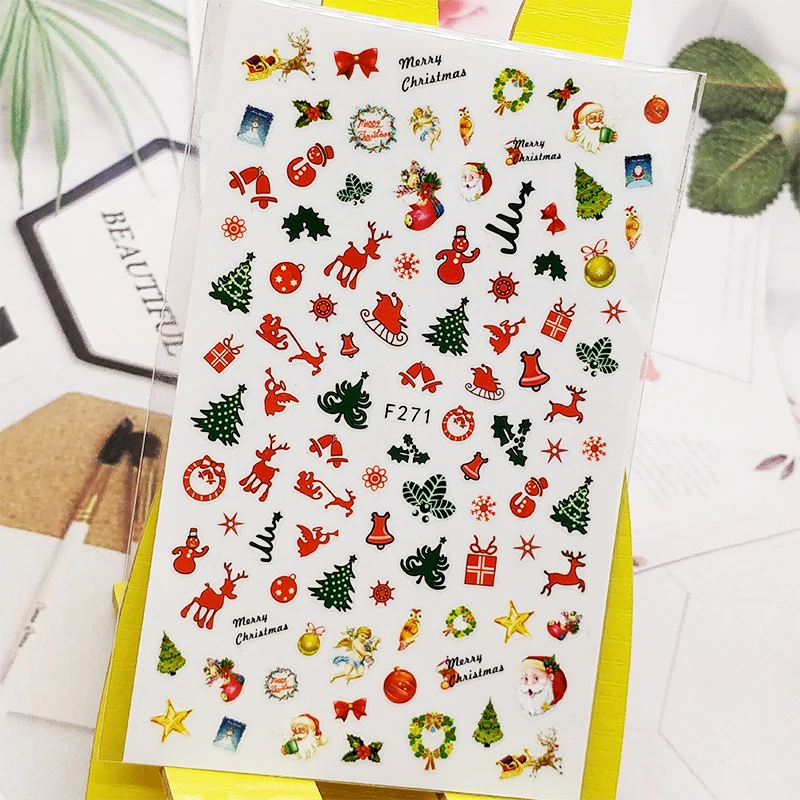 3D наклейки для ногтей рождественский подарок дизайн украшения фольгированные