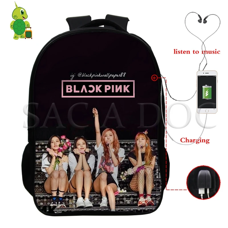 1 Многофункциональный рюкзак Kpop Blackpink Kill This Love для женщин и мужчин, рюкзак для ноутбука с USB зарядкой, Jisoo/Jennie, школьные дорожные сумки - Цвет: 1