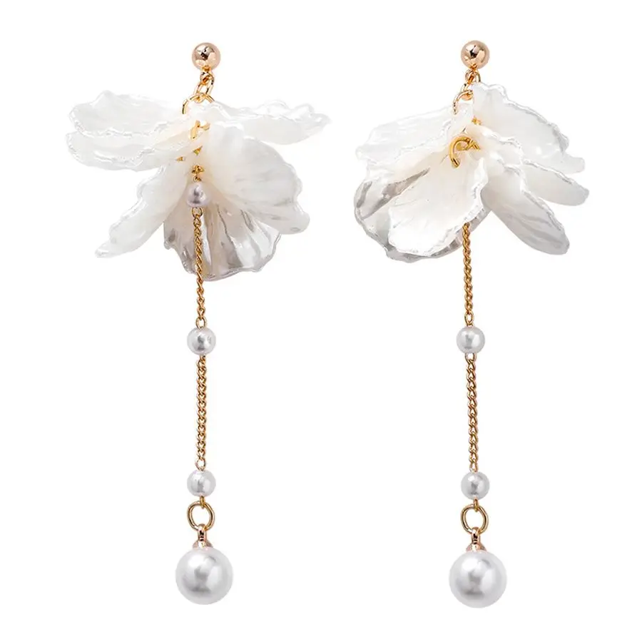 Роскошные Жемчужные Серьги кисточки для женщин Сладкий милый цветок лепесток