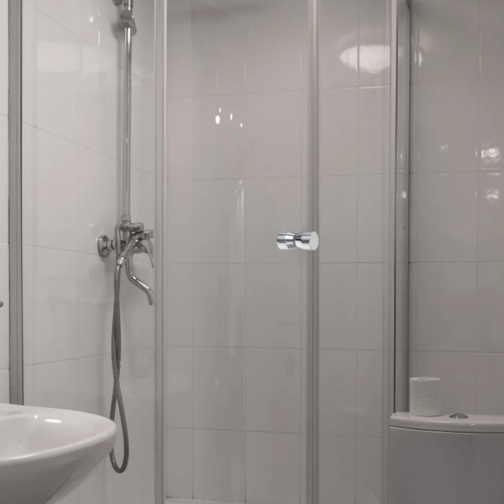 

2Pcs Shower Glass Door Knob Bathroom Round Back-to-Back Handle (Silver)