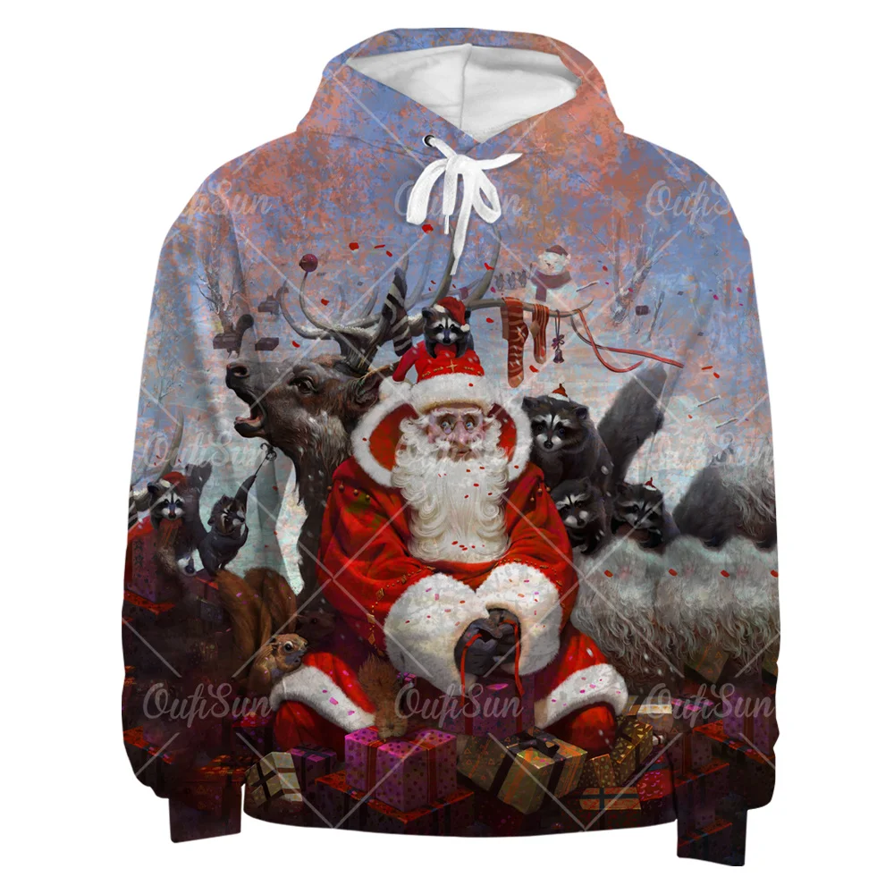 

Christmas Tree Pattern Hoodie Men Women 3D Print Loose Oversized Sweatshirt Streetwear Hip Hop Rock Neck Hooded Pullover Jacket